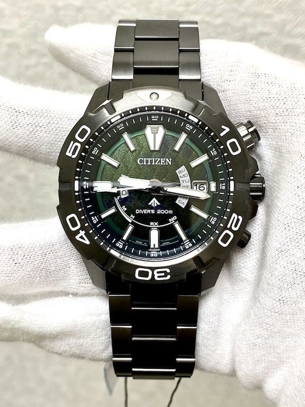 CITIZEN PROMASTER MARINE LIGHT in BLACK 2022 GREEN EDITION Japan Limited amount to 600pcs. シチズン プロマスター マリン ライト・イン・ブラック2022 グリーンエディション 日本限定600本 AS7146-58W